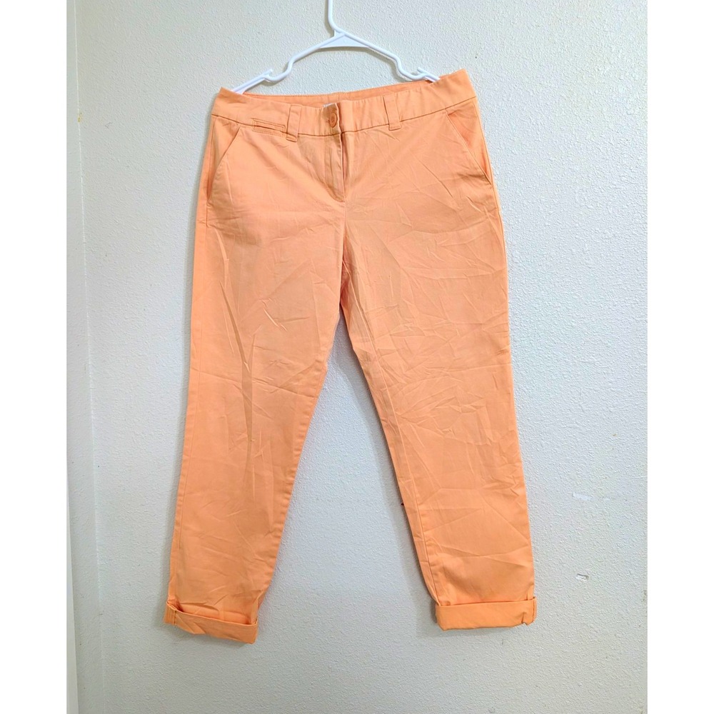 New York & Company Womens Size 6 Peach Chino Pants Stretch Cotton Ankle Cuffed
